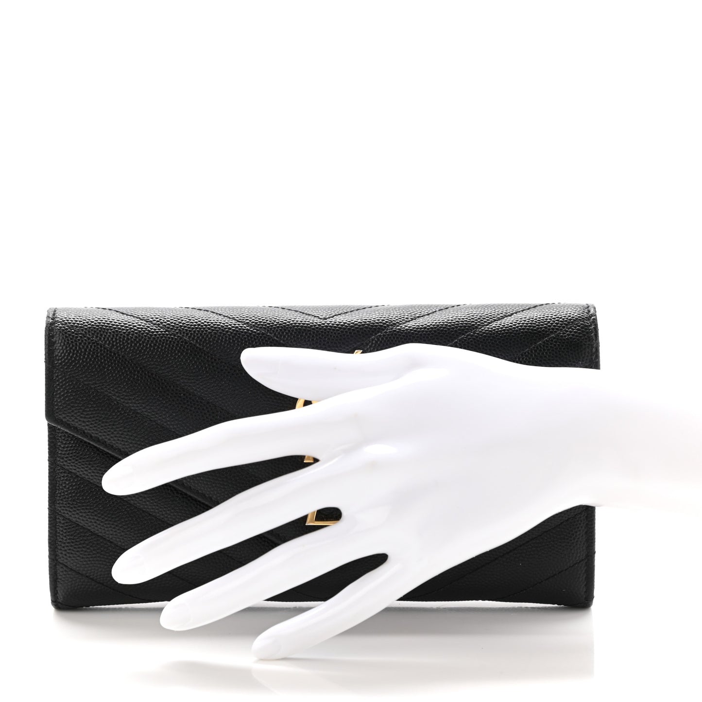 Grain De Poudre Matelasse Chevron Monogram Flap Wallet Black