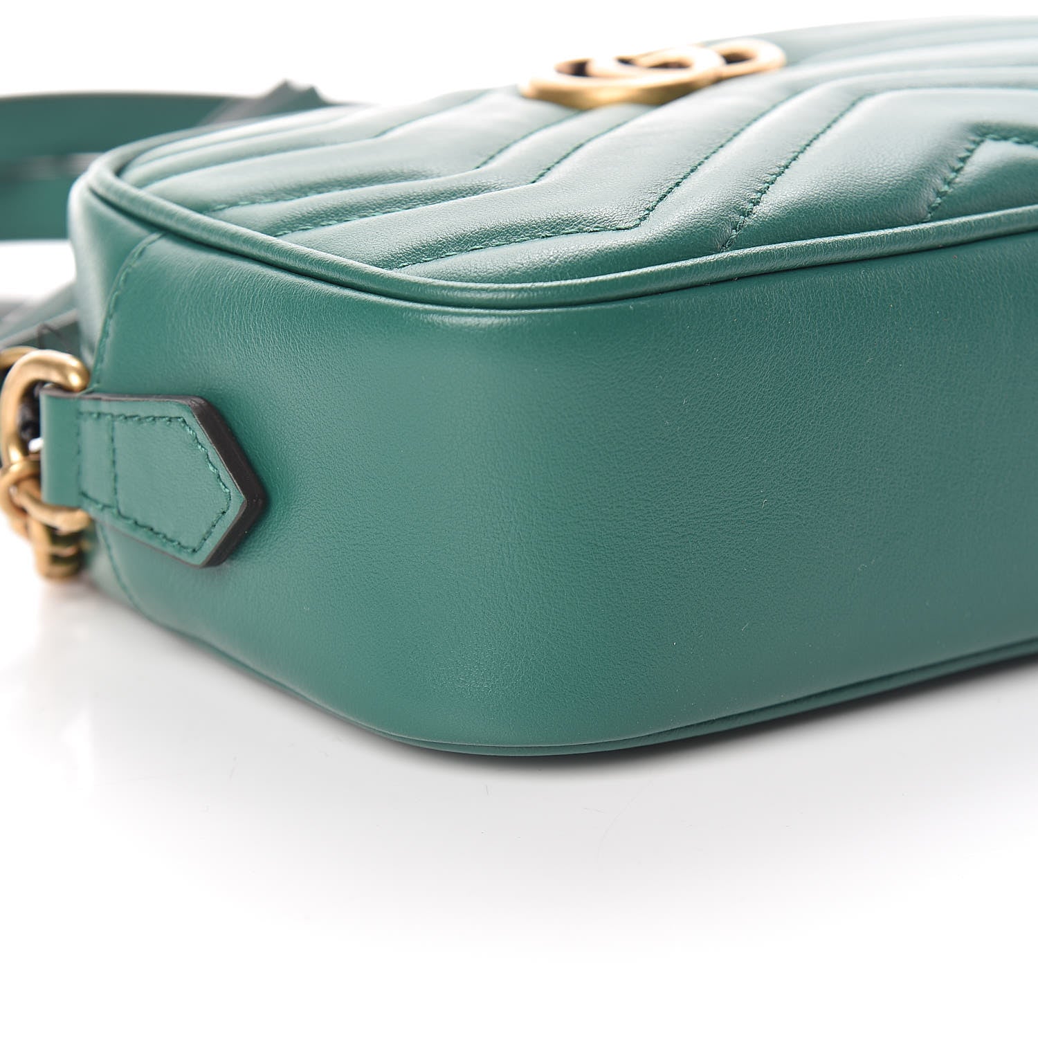 Gucci Calfskin Matelasse Mini GG Marmont Chain Shoulder Bag Emerald Green 8 of 10