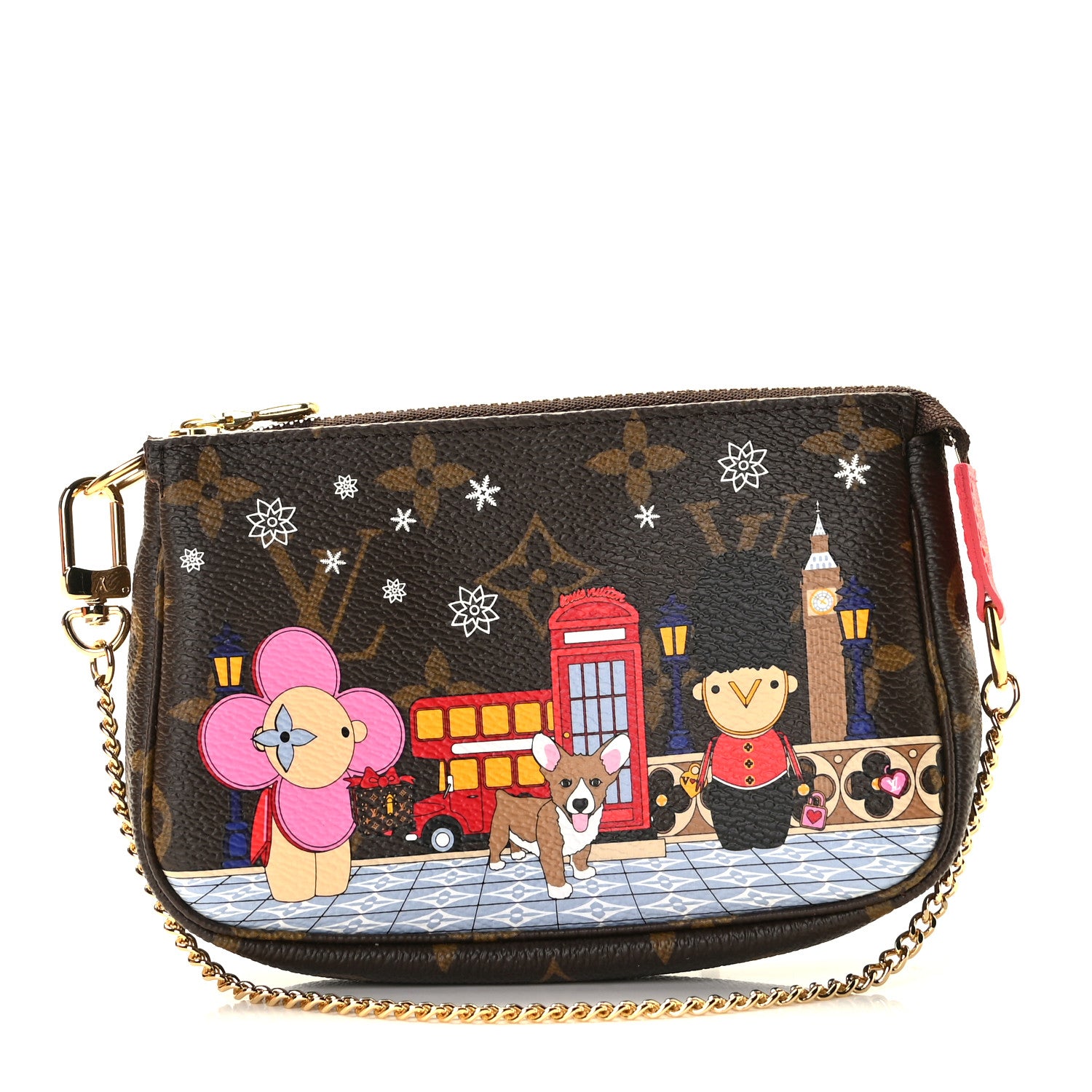 Louis Vuitton Monogram 2021 Christmas Animation London Mini Pochette Accessories Red 1 of 8