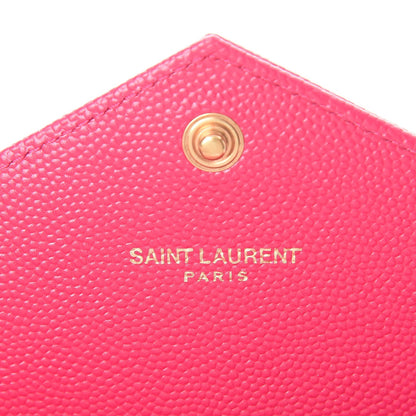 Saint Laurent Grain De Poudre Matelasse Chevron Monogram Wallet Bubblegum 6 of 9