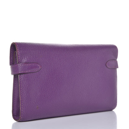 Hermes Chevre Mysore Kelly Longue Wallet Violet 3 of 15