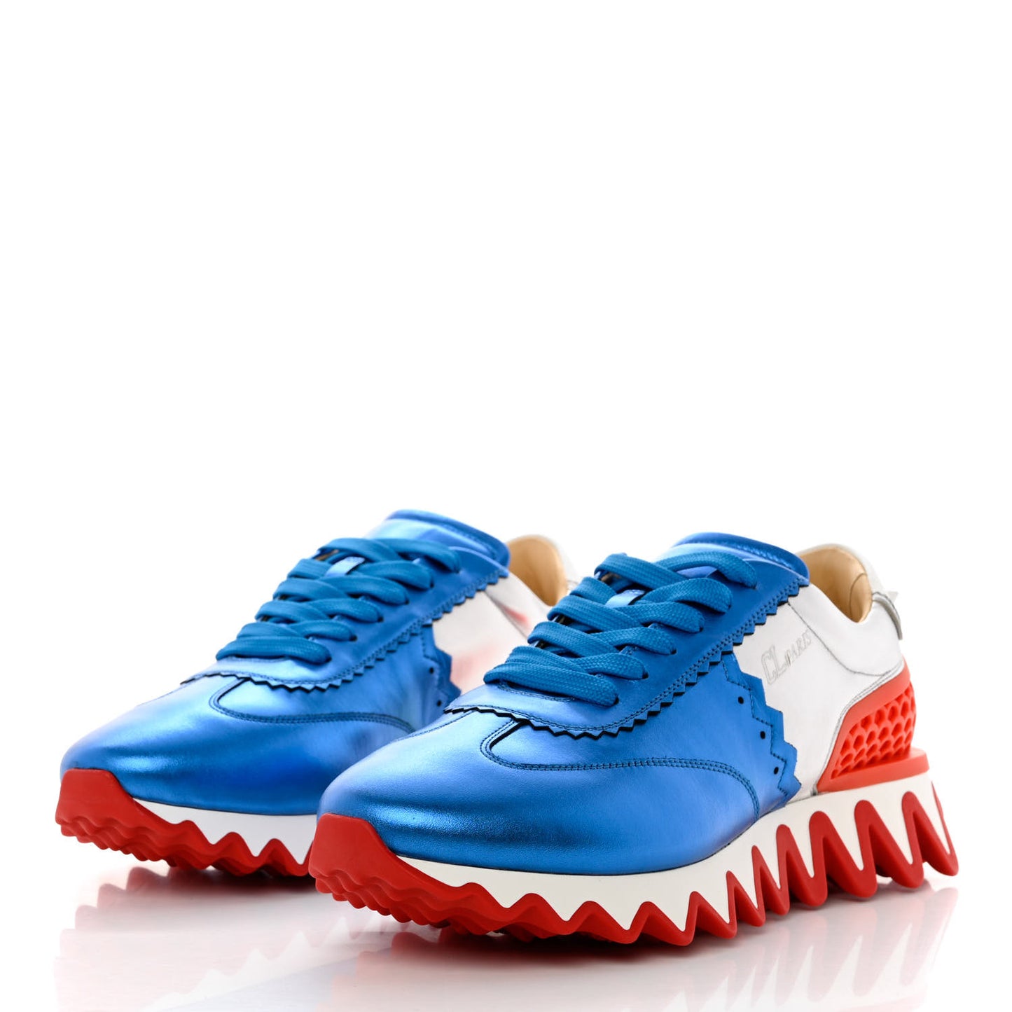 Laminated Nappa Neoprene Calfskin Mens Loubishark Sneakers 42 Version Multicolor