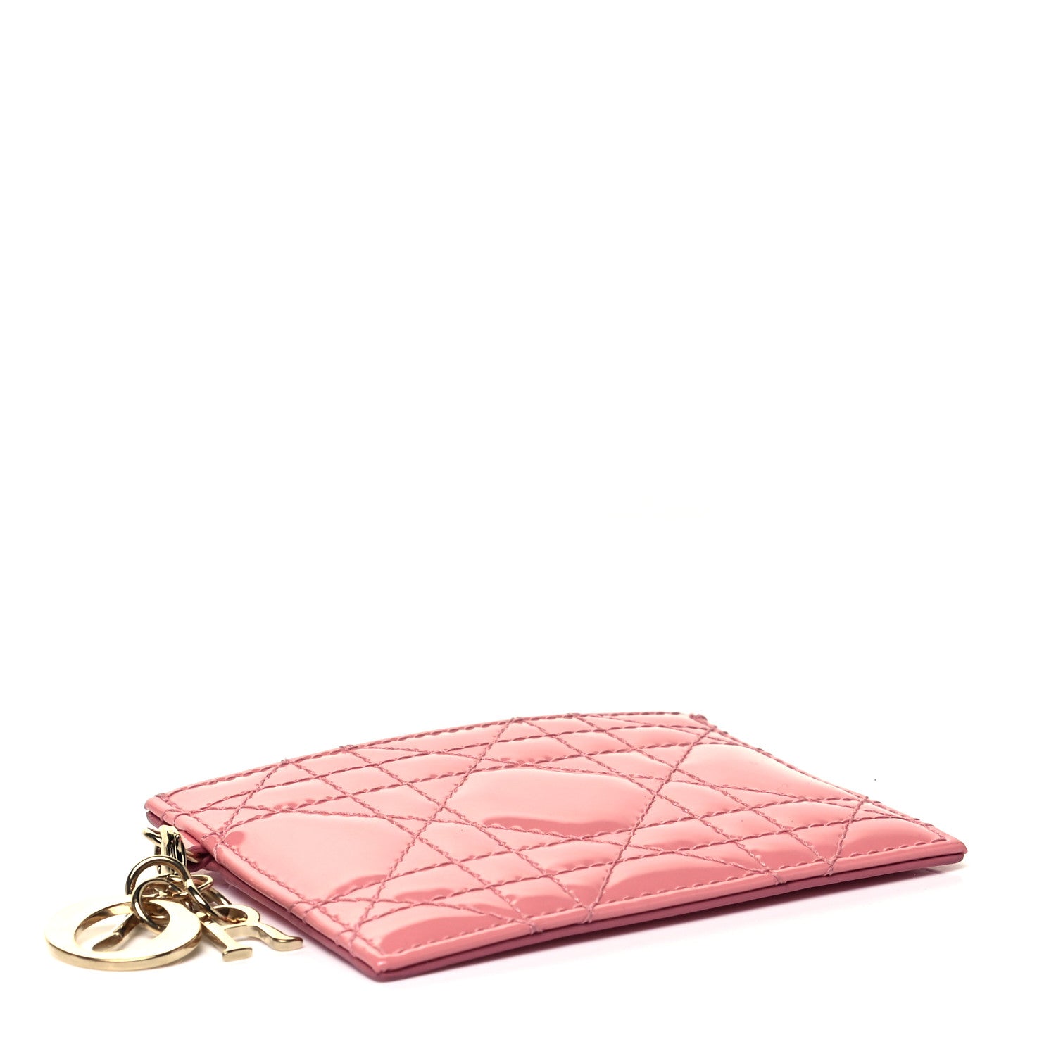 Christian Dior Patent Cannage Lady Dior Card Holder Peach Blossom 4 of 6