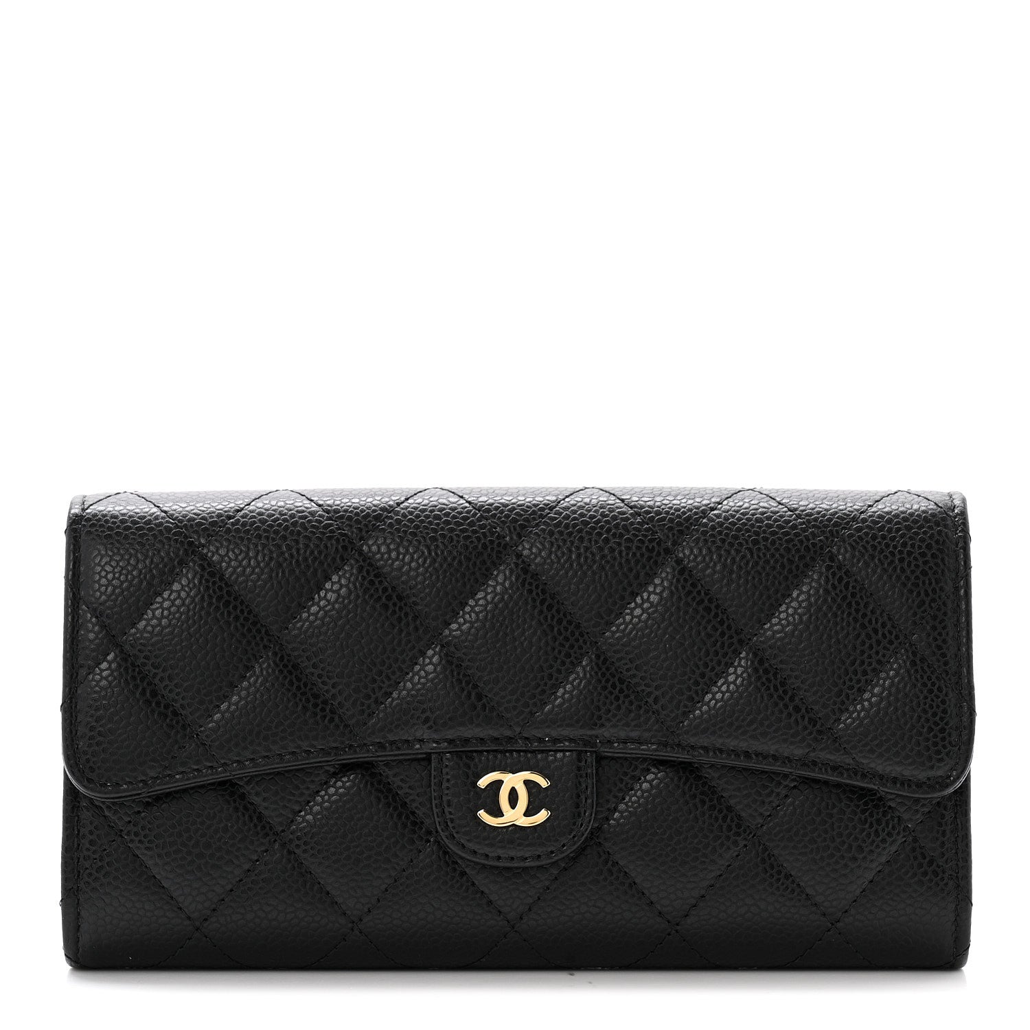 Chanel Caviar Quilted Large Gusset Flap Wallet Black 1 of 11