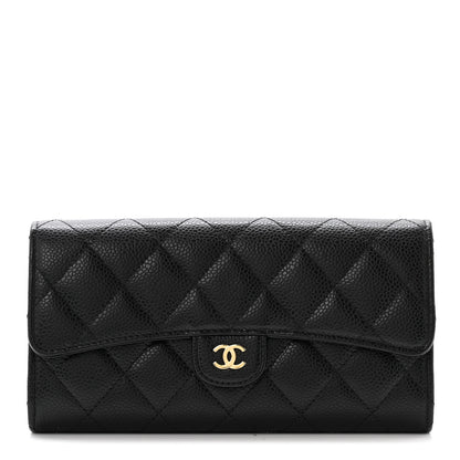 Chanel Caviar Quilted Large Gusset Flap Wallet Black 1 of 11