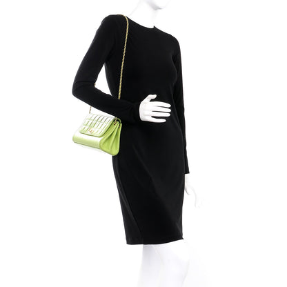 Chanel Lambskin Chocolate Bar Accordion Mademoiselle Flap Green 2 of 8