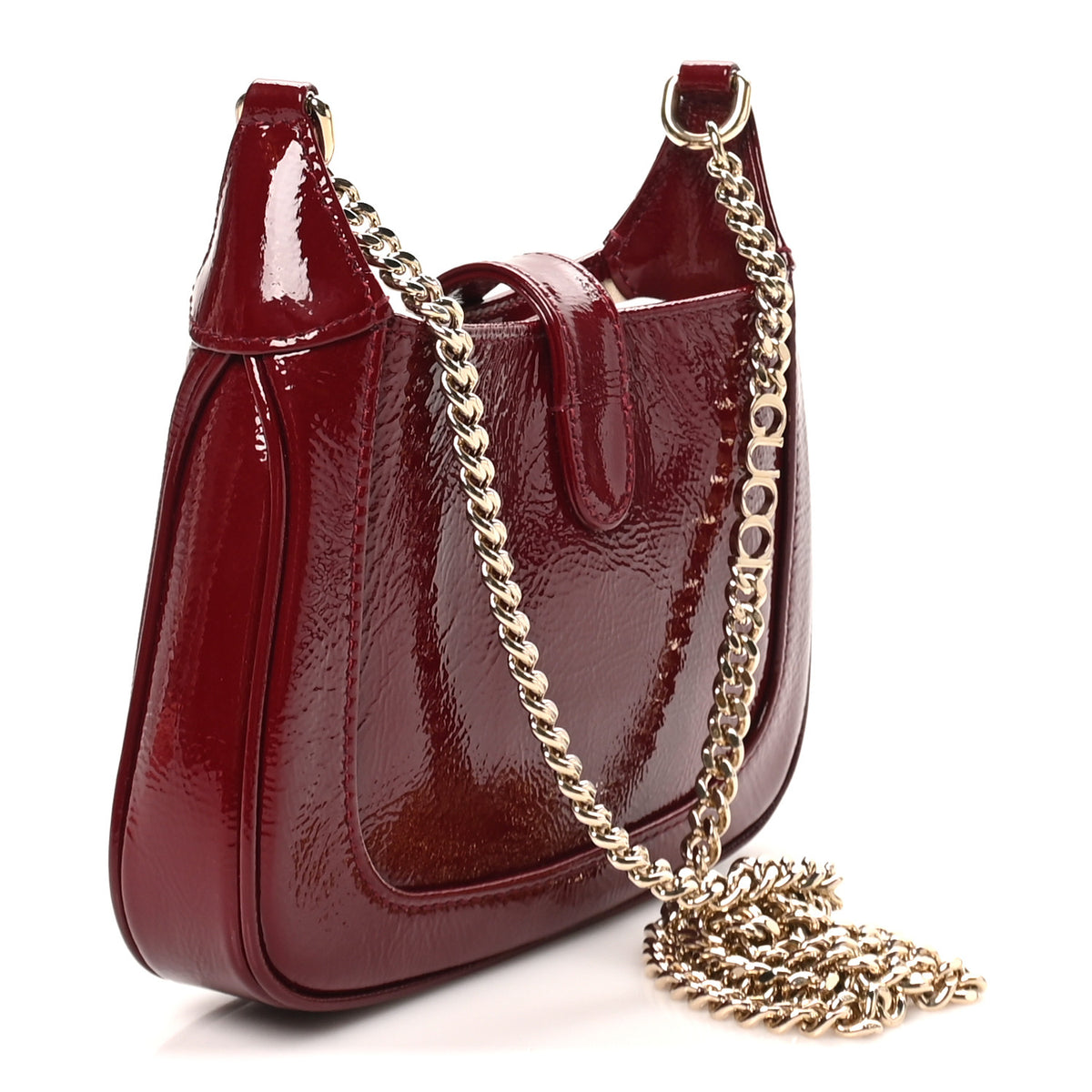Crinkled Patent Mini Jackie Notte Bag Rosso Ancora Red