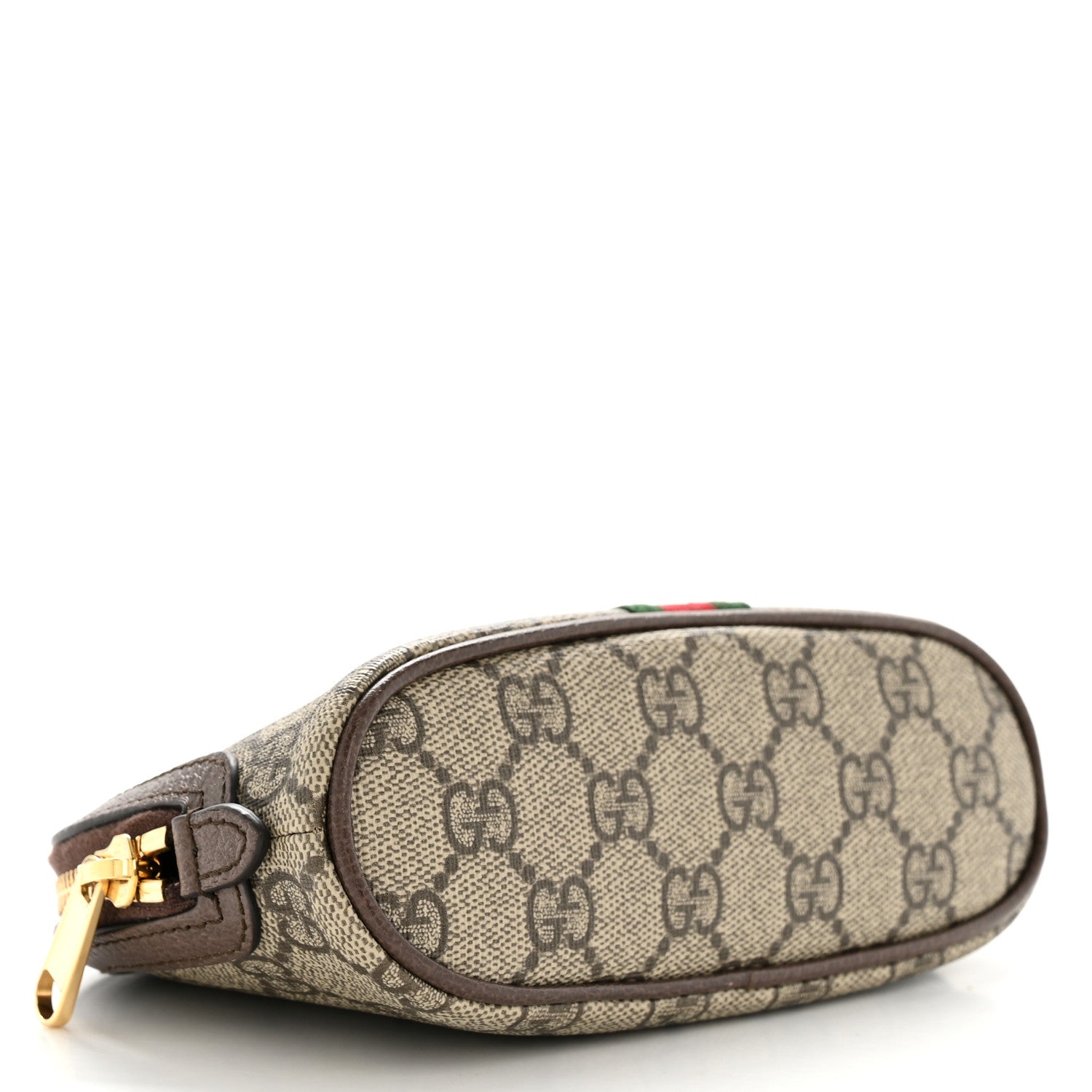 Gucci GG Supreme Monogram Textured Calfskin Web Medium Ophidia Cosmetic Case Beige Ebony New Acero 4 of 8