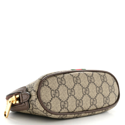 Gucci GG Supreme Monogram Textured Calfskin Web Medium Ophidia Cosmetic Case Beige Ebony New Acero 4 of 8