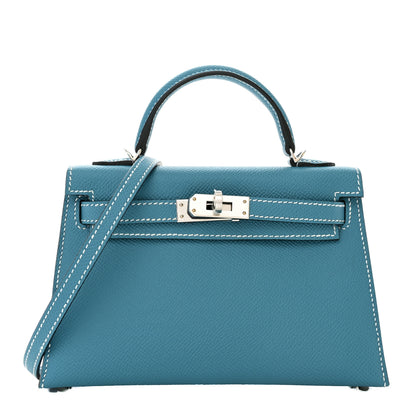 Hermes Epsom Mini Kelly Sellier 20 New Blue Jean 1 of 9