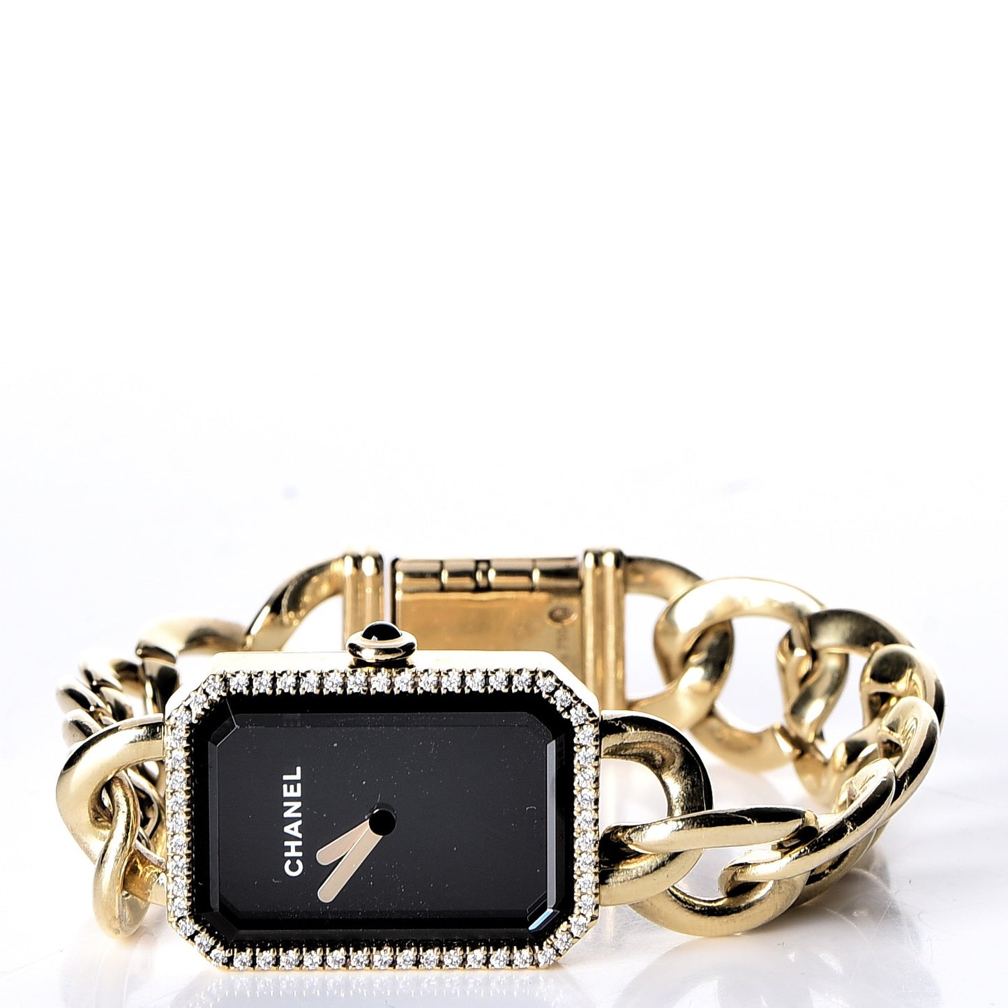 18K Yellow Gold Diamond Bezel 20mm Chain Premiere Quartz Watch