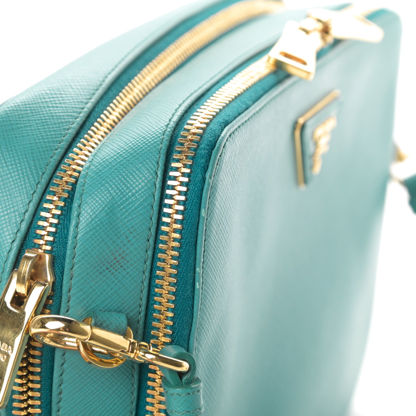 Saffiano Double Zip Camera Bag Turchese
