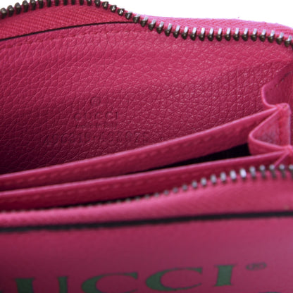 Gucci Grained Calfskin Logo Zip Around Card Case Box Pink Green 7 of 8