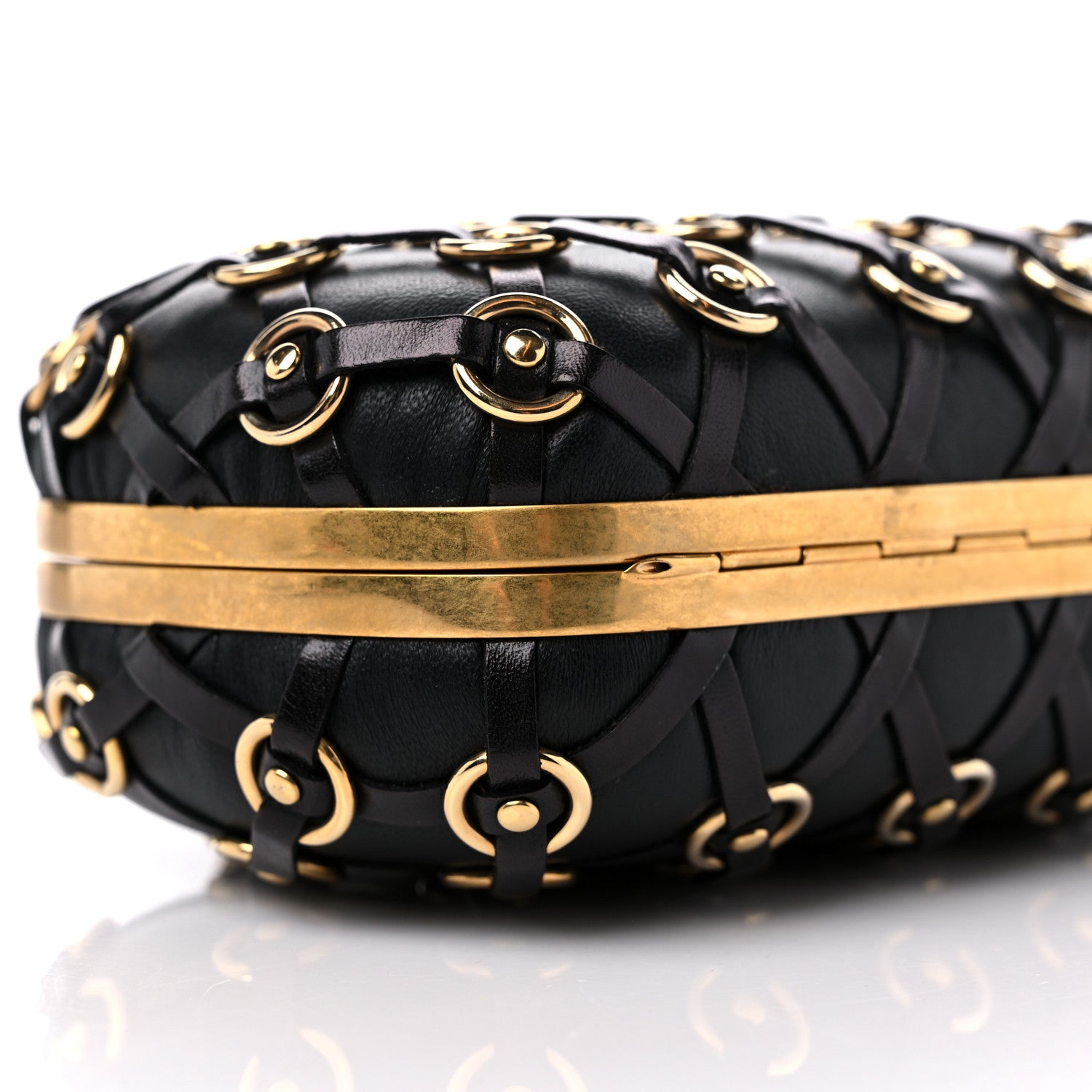 Alexander McQueen Calfskin Studded Skull Box Clutch Black 8 of 10