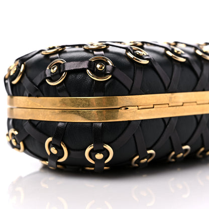 Alexander McQueen Calfskin Studded Skull Box Clutch Black 8 of 10