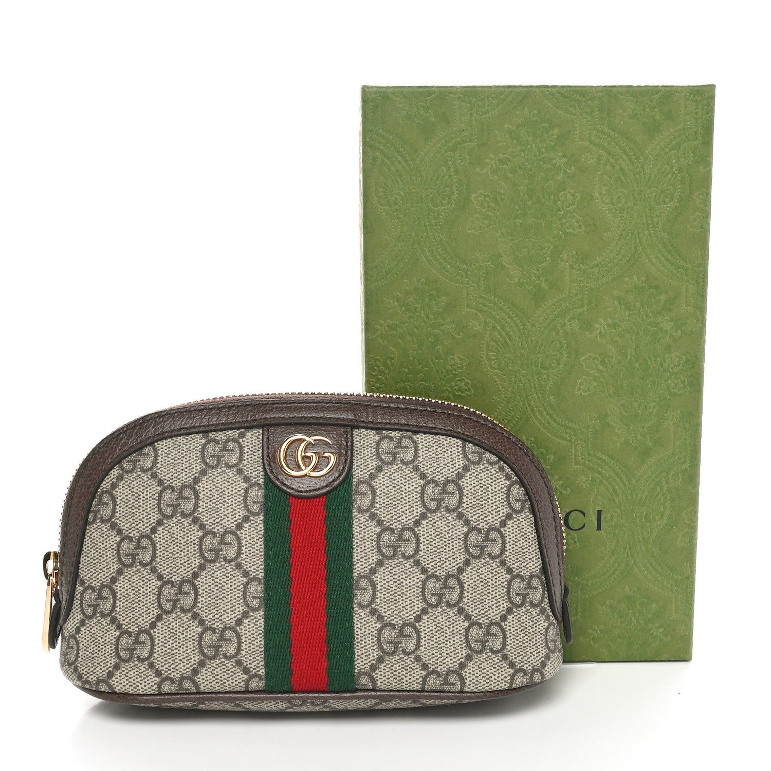 Gucci GG Supreme Monogram Textured Calfskin Web Medium Ophidia Cosmetic Case Beige Ebony New Acero 11 of 11