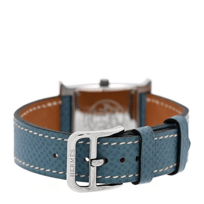 Hermes Stainless Steel Courchevel 21mm Heure H Hour Quartz Watch Blue Jean 3 of 5