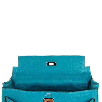 Hermes Chevre Mysore Kelly Retourne 32 Bleu Paon 22 of 23