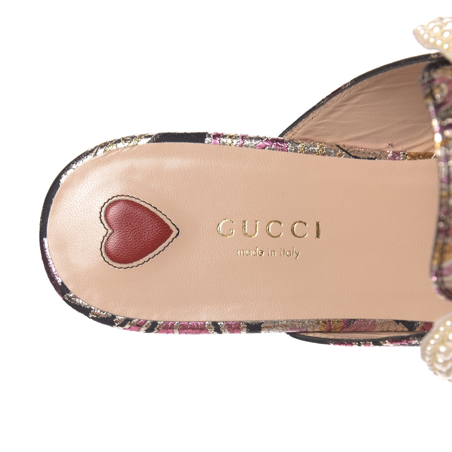 Gucci Iridescent Brocade Pearl Bow Womens Princetown Slippers 39.5 Black Pink 6 of 9