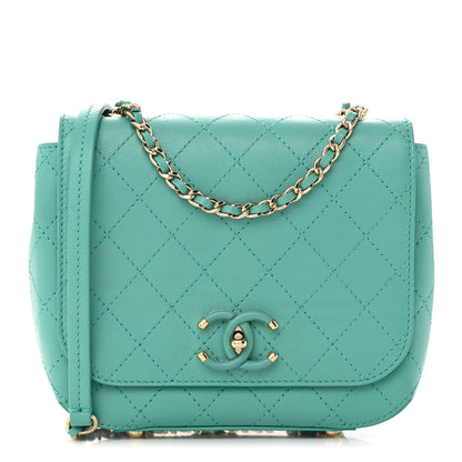 Chanel Calfskin Stitched Small Covered CC Flap Bag Green 1 of 16