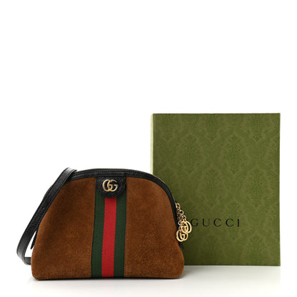 Gucci Suede Patent Web Small Ophidia Dome Shoulder Bag Nocciola Black 11 of 11