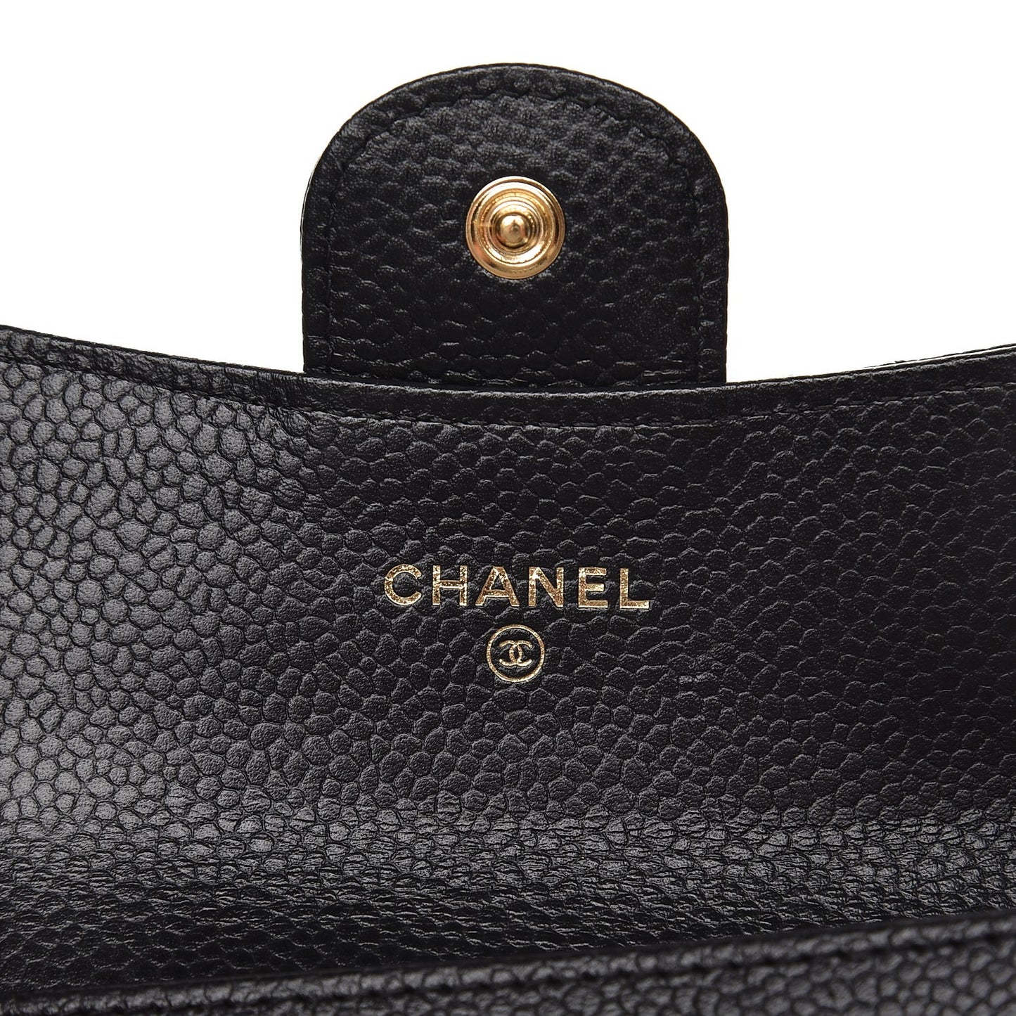 Caviar Quilted Flap Card Holder Black