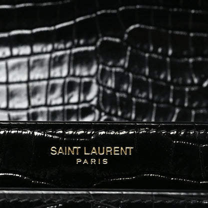 Saint Laurent Calfskin Crocodile Embossed Medium Monogram Sunset Black 6 of 10