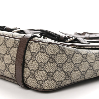 Gucci GG Supreme Monogram Textured Dollar Calfskin Retro Interlocking G Flap Messenger Bag Beige Ebony New Acero 10 of 10