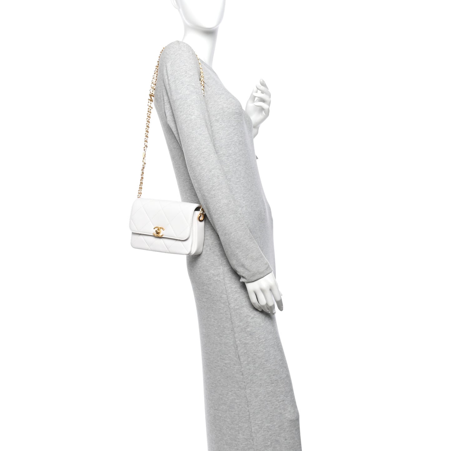 Caviar Quilted Mini CC You Flap White