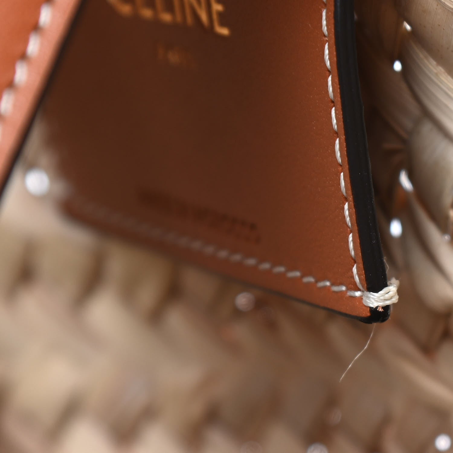Celine Raffia Calfskin Triomphe Medium Panier Tan 9 of 11