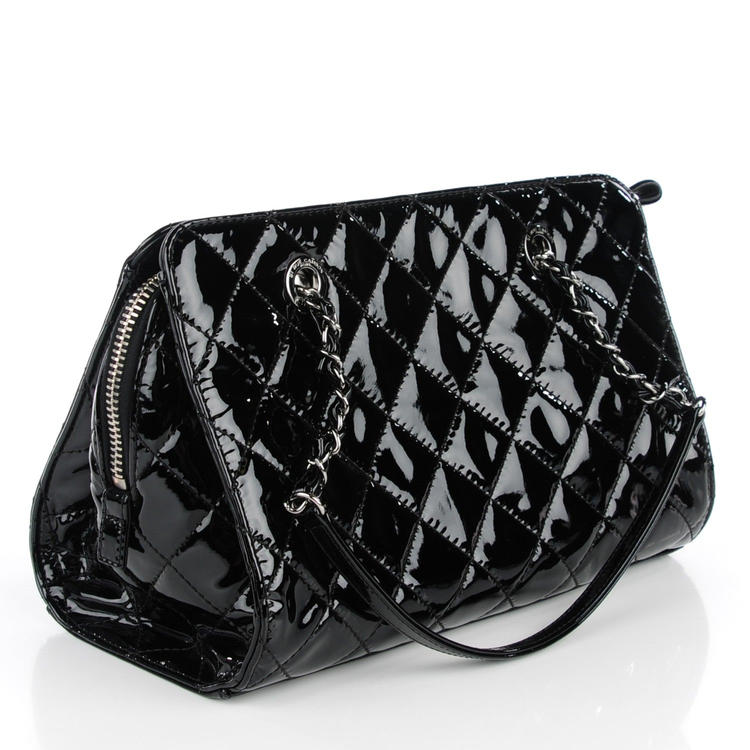 Chanel Patent Quilted CC Angle Tote Black 3 of 7