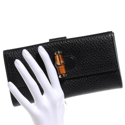 Gucci Leather GG Bamboo Long Wallet Black 2 of 8