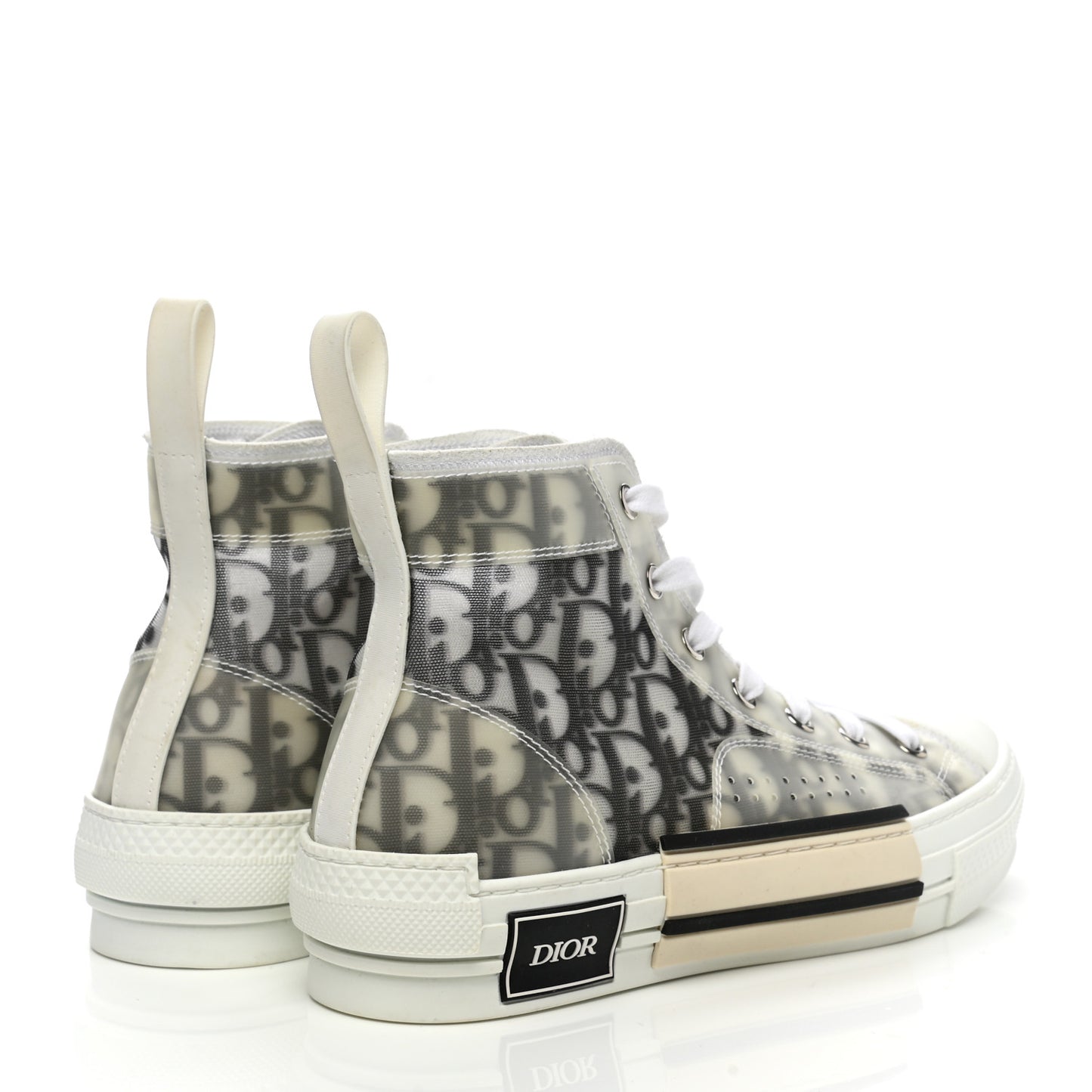Technical Canvas Oblique Mens B23 High Top Sneakers 38 White Black