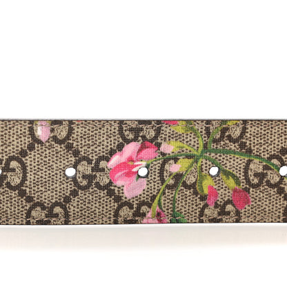 Gucci GG Supreme Monogram Blooms Moon Calfskin Interlocking G 37mm Belt 85 34 Beige Ebony Multicolor Dry Rose 5 of 5