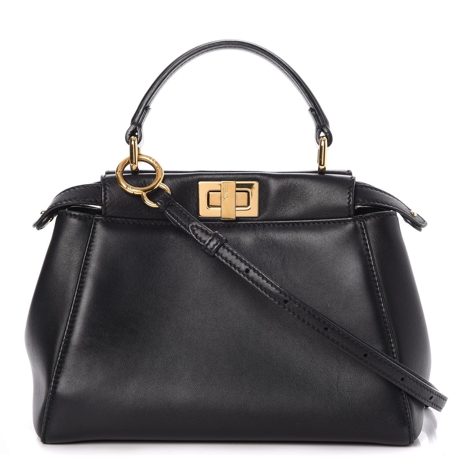 Fendi Nappa Mini Peekaboo Iconic Satchel Black 1 of 9