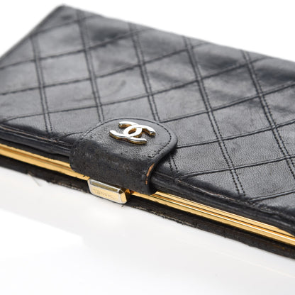 Chanel Lambskin Diamond Stitched French Wallet Black 16 of 22