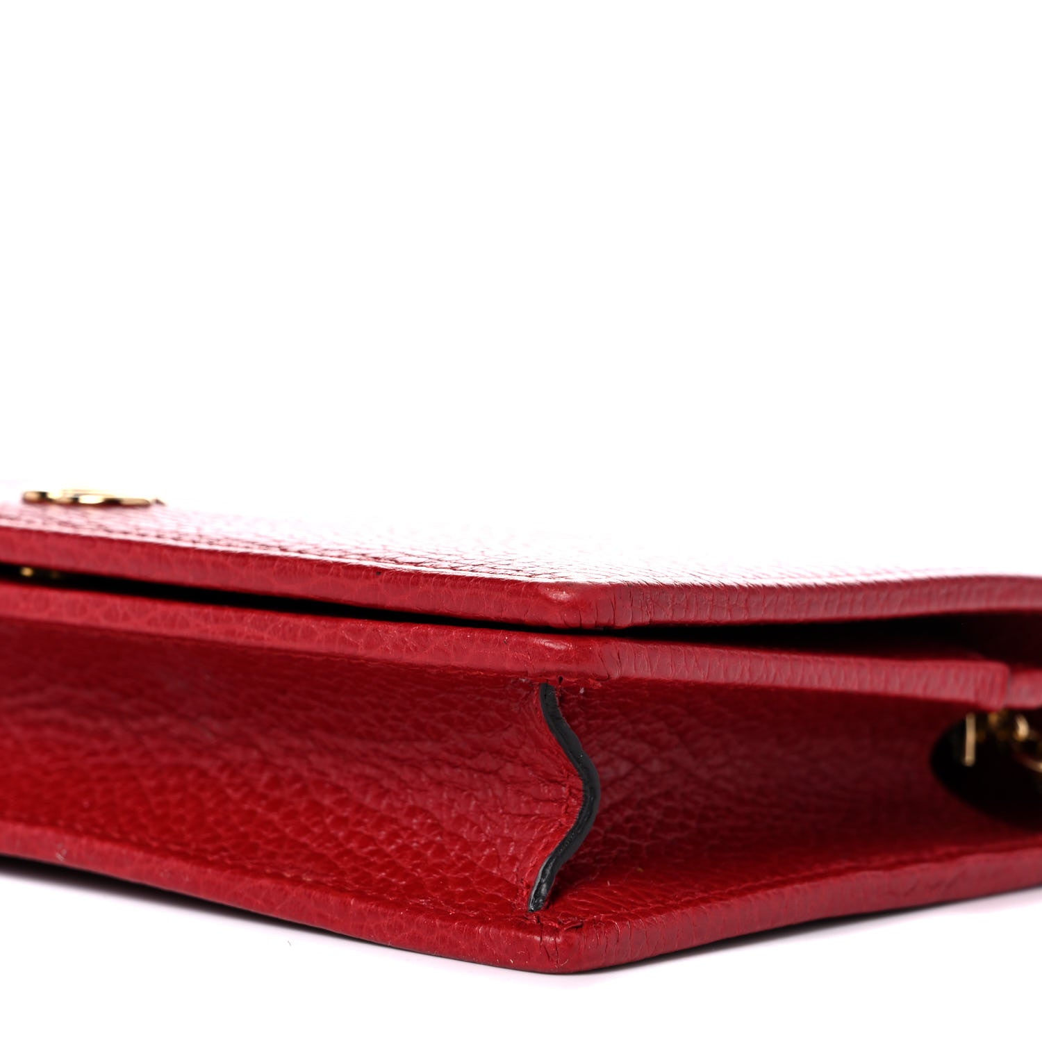 Gucci Dollar Calfskin Mini GG Marmont Chain Wallet Hibiscus Red 9 of 15