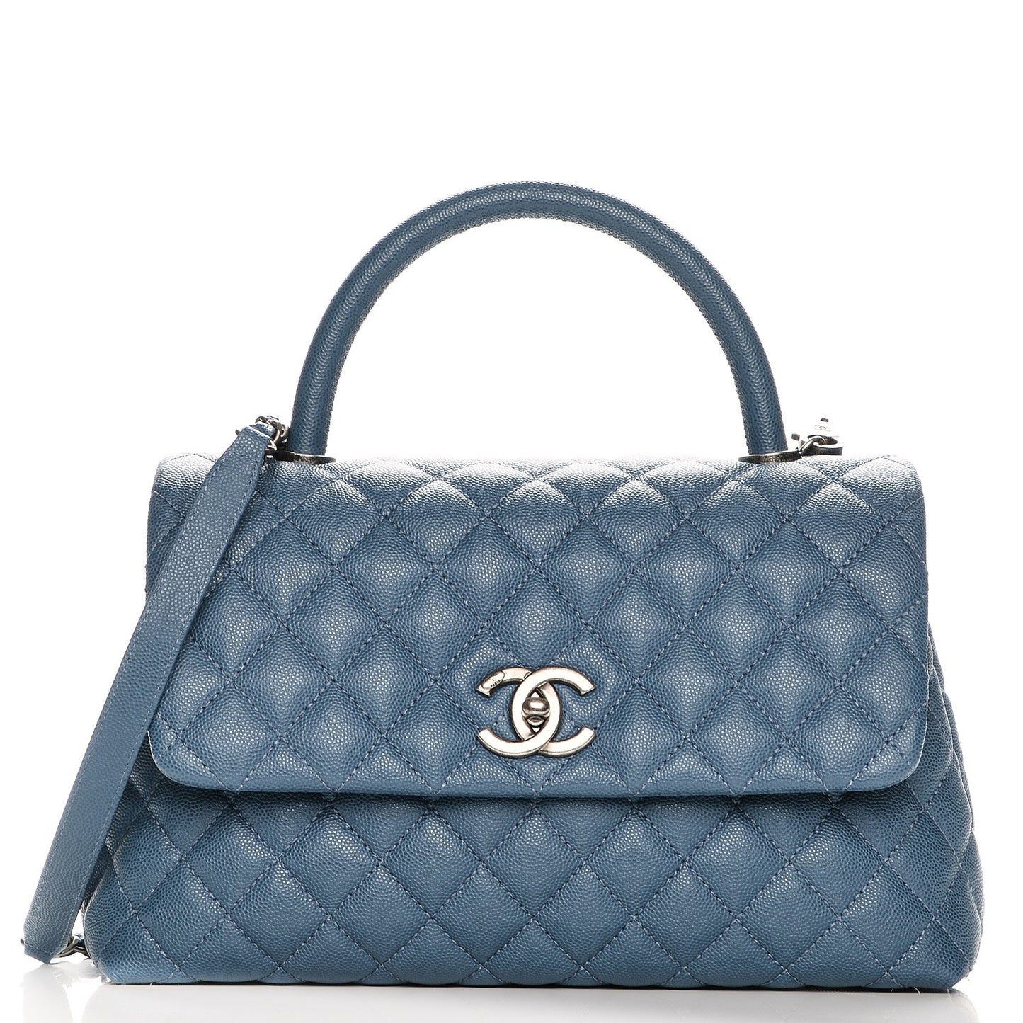 Caviar Quilted Small Coco Handle Flap Blue