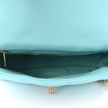 Chanel Shiny Lambskin Quilted Medium Chanel 19 Flap Light Blue 5 of 9