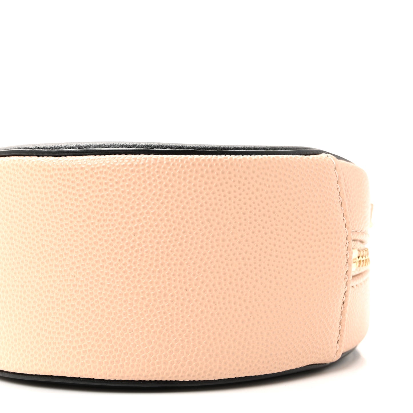Caviar Quilted Round Filigree Crossbody Beige Black