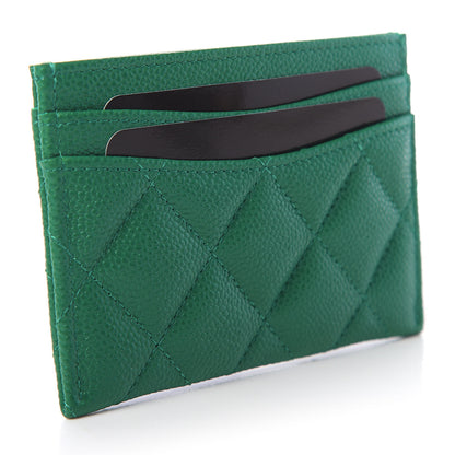 Chanel Metallic Caviar Quilted Card Holder Green 3 of 9