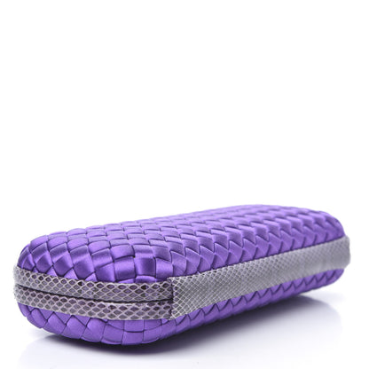 Bottega Veneta Satin Intreccio Impero Ayers Stretch Knot Clutch Purple 4 of 8