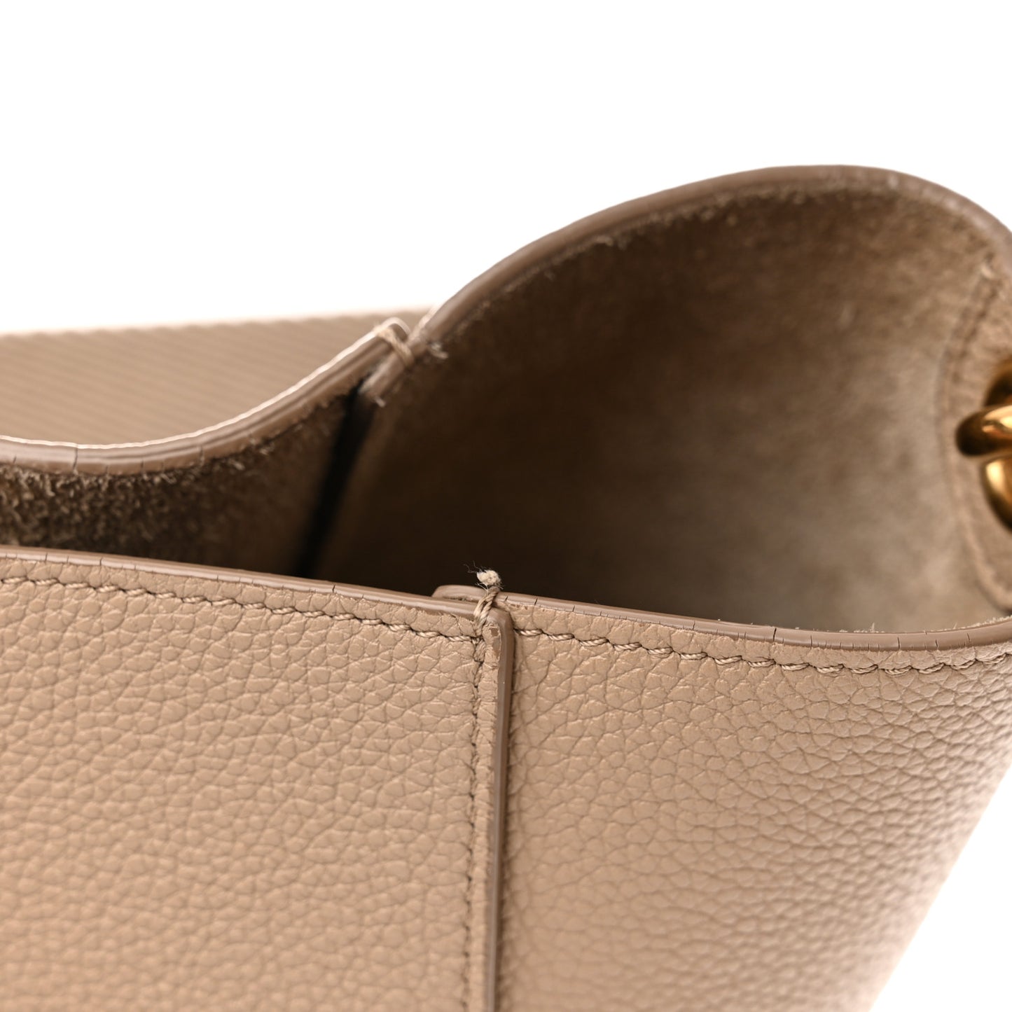 Soft Grained Calfskin Sangle Bucket Bag Dune