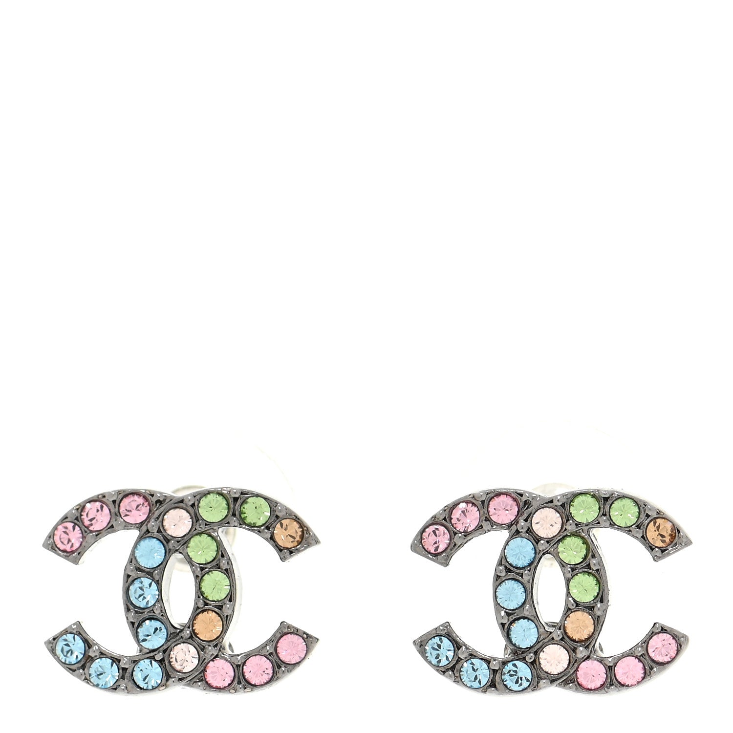 Chanel Ruthenium Crystal CC Earrings Multicolor 1 of 5