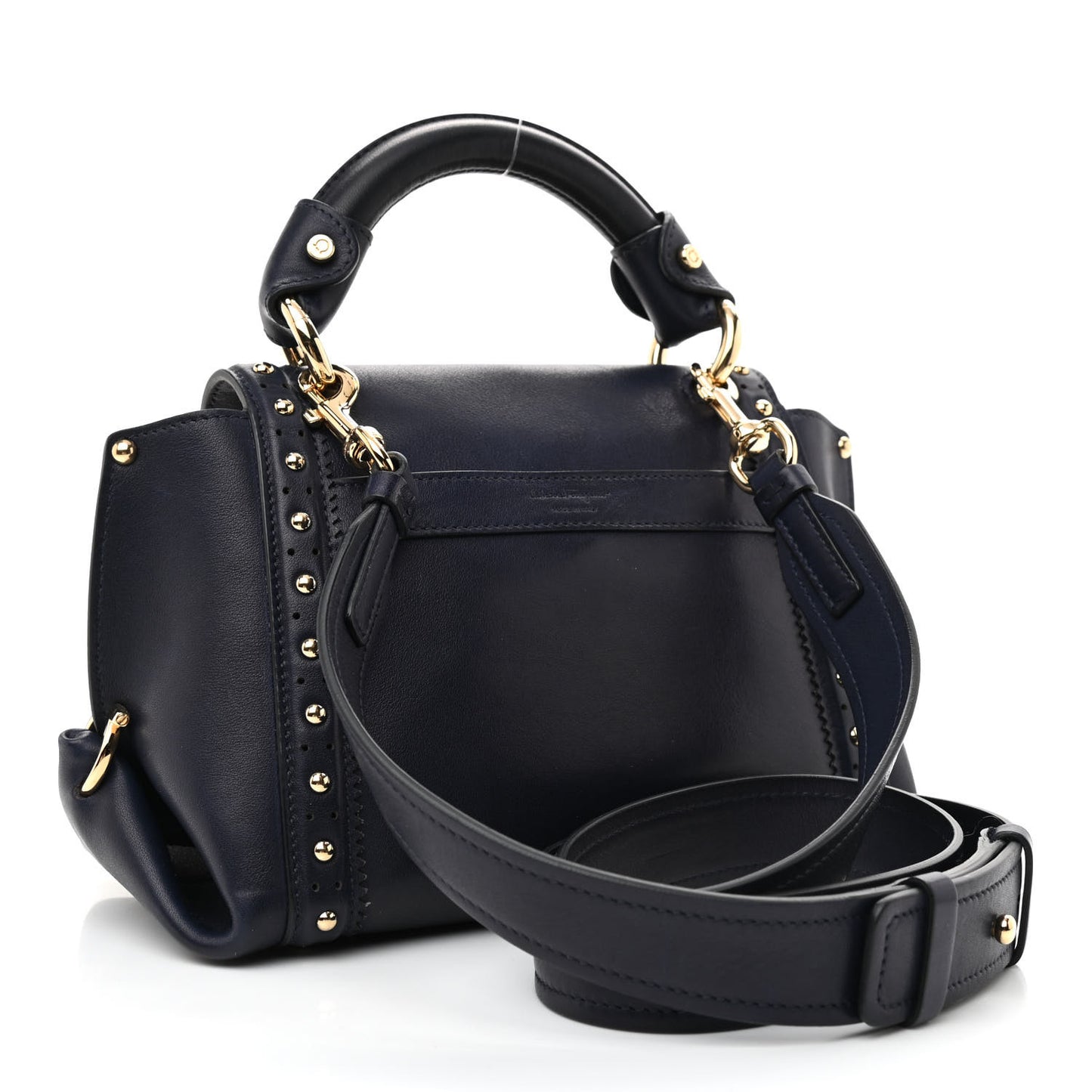 Calfskin Studded Sofia Satchel Navy