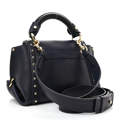 Salvatore Ferragamo Calfskin Studded Sofia Satchel Navy 3 of 9