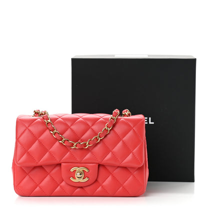 Chanel Lambskin Quilted Mini Rectangular Flap Red 13 of 13