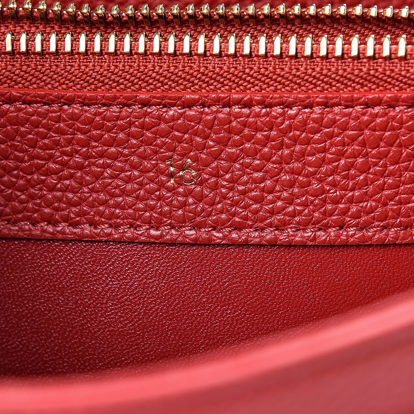 Grained Calfskin Small 16 Top Handle Bag Red