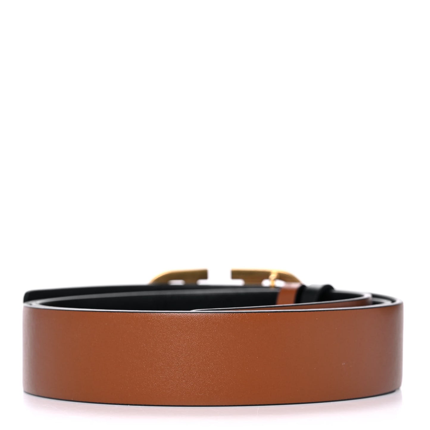 Glossy Calfskin VLogo Reversible 30mm Belt 85 34 Saddle Brown Black