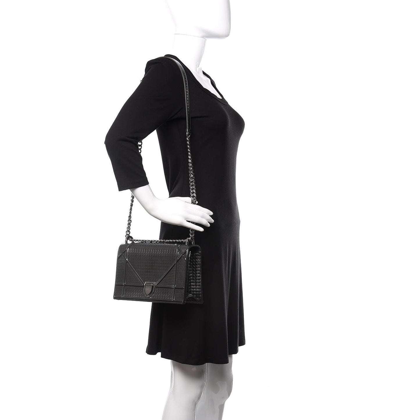 Metallic Patent Micro-Cannage Medium Diorama Flap Bag Onyx Black